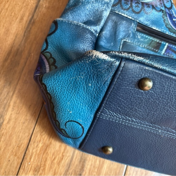 Anna by Anuschka Hand Painted Tropical Flower Leather Medium Shoulder Bag - Picture 10 of 14